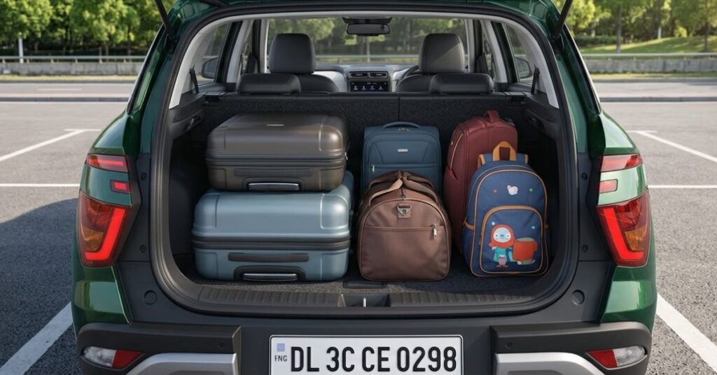 Hyundai Creta 2026 large boot space practicality test with luggage